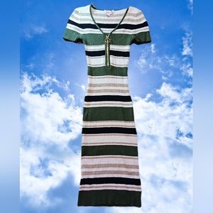 Striped Green Long Dress